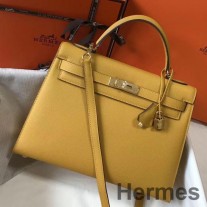 Hermes Kelly 32cm Sarı Epsom Deri GHW Çanta