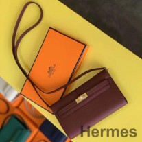 Hermes Kelly Classique Bordo Epsom Dana Derisinde Cüzdana Gidecek