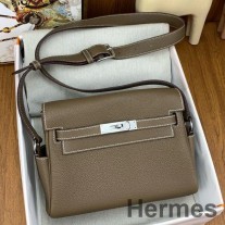 Taupe Clemence Deri Hermes Kelly Postacı Çantası