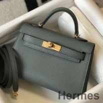 Vert Amande Epsom Deri GHW Hermes Kelly Mini II Çanta