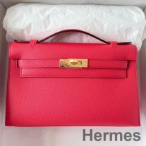Hermes Kelly Pochette Rose Japour Epsom Dana Derisinden El Yapımı Çanta