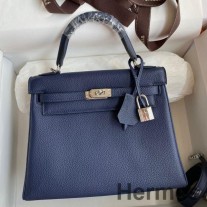 Hermes Kelly Retourne 25 Mavi Safir Clemence Deri El Yapımı Çanta