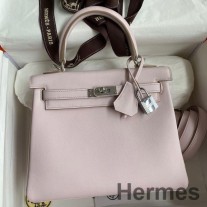 Hermes Kelly Retourne 25 El Yapımı Leylak Rengi Soluk Dana Derisi Çanta
