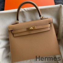 Hermes Kelly Sellier 25 Chai Epsom Dana Derisinden El Yapımı Çanta