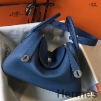 Hermes Lindy 30 Cm Mavi Akik Clemence Deri Çanta PHW