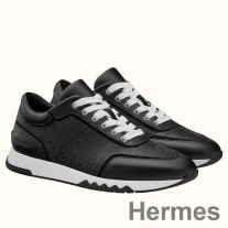 Siyah Delikli Dana Derisi Hermes Erkek C-Addict Spor Ayakkabı