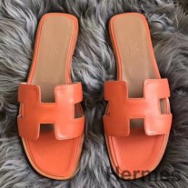 Turuncu Swift Deri Hermes Oran Sandalet