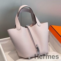Hermes Picotin Lock 18 Çanta Leylak Rengi Soluk Clemence Deri