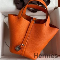 Hermes Picotin Lock 18 Turuncu Clemence Deri El Yapımı Çanta