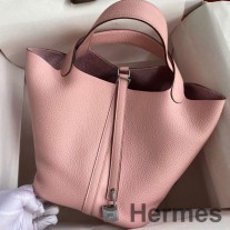 Hermes Picotin Lock 22 Pembe Clemence Deri El Yapımı Çanta