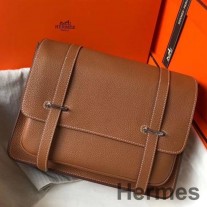 Hermes Steve 35 Kahverengi Clemence Dana Derisi Messenger Çanta