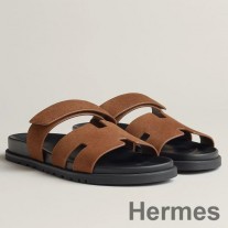 Hermes Kahverengi Süet Dana Derisi Kadın Chypre Sandalet