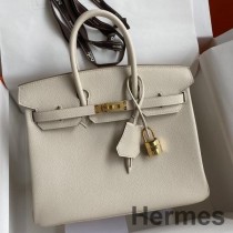 Hermes Birkin 25 Retourne El Yapımı Craie Epsom Dana Derisi Çanta