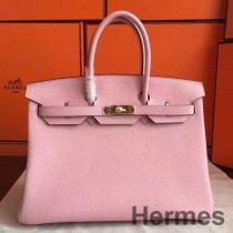 Hermes Birkin 40 Pembe Clemence Deri El Yapımı Çanta