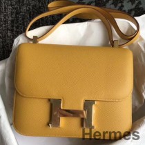 Hermes Constance 24 Jaune Epsom Deri El Yapımı Çanta