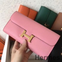 Hermes Constance Pembe Epsom Deri Uzun Cüzdan