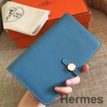 Mavi Jean Deri Hermes Dogon Duo Cüzdan