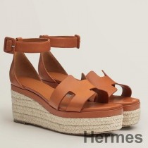 Kahverengi Deri Hermes Elda Espadril