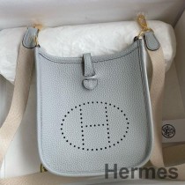 Mavi Brume Clemence Deri Hermes Evelyne Mini El Yapımı Çanta