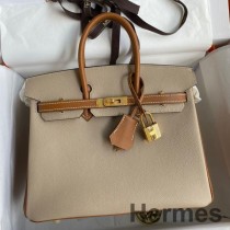 Hermes HSS Birkin 25 Hendek ve Altın Epsom Dana Derisi İki Renkli Çanta