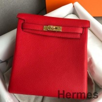 Hermes Kelly Ado Kırmızı Clemence Deri Sırt Çantası