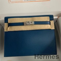 Koyu Mavi Evercolor Dana Derisi Hermes Kelly Danse II Çanta