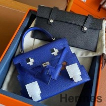 Mavi Kraliyet Epsom Dana Derisi Hermes Kelly Doll Picto Çanta