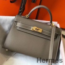 Taupe Gri Epsom Deri GHW Hermes Kelly Mini II Çanta