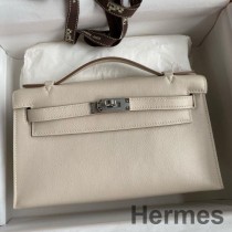Hermes Kelly Pochette Craie Swift Dana Derisinden El Yapımı Çanta