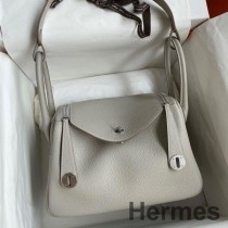 Hermes Lindy 26 İnci Gri Clemence Deri El Yapımı Çanta