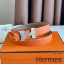 Turuncu Epsom Deri ve Mavi Swift Deriden Hermes Mini Constance 24mm Kemer