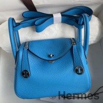 Hermes Mini Lindy Mavi Frida Clemence Deri El Yapımı Çanta