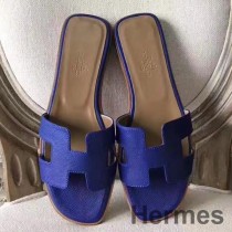 Mavi Epsom Deri Hermes Oran Sandalet