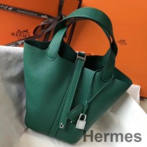 Vert Vertigo Clemence Deri Hermes Picotin Lock 18 Çanta