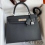 Hermes Kelly Sellier 28 Siyah Epsom Dana Derisi El Yapımı Çanta