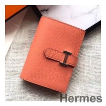 Hermes Bearn Mini Peněženka V Crevette Epsom Kůži