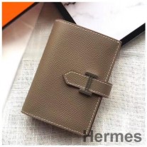 Hermes Bearn Mini Peněženka V Taupe Epsom Kůži