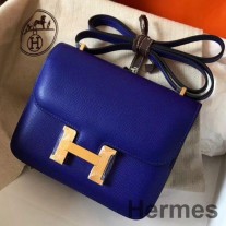 Hermes Constance 18 ručně vyrobená taška v modré elektrické epsomské kůži