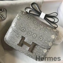 Hermes Constance 18 ručně vyráběná taška z přírodní ještěrky s reliéfem Ombre
