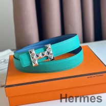 Oboustranný pásek Hermes H Medor 24 mm v zelené epsomské kůži