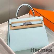 Hermes Kelly 25cm Sellier taška z modré kůže Brume Epsom