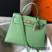 Hermes Kelly 25cm Sellier taška z Vert Criquet Epsom kůže