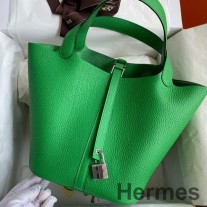 Ručně vyrobená taška Hermes Picotin Lock 22 z bambusové kůže Clemence