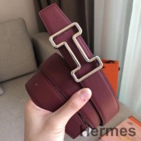 Hermes Tonight 38MM oboustranný opasek z rubínové/zlaté epsomské kůže