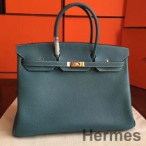 Hermes Birkin 40 ručně vyrobená taška z modré Jean Clemence kůže