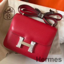 Hermes Constance 18 ručně vyrobená taška z červené epsomské kůže