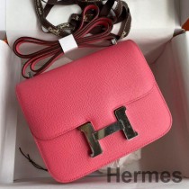 Hermes Constance 18 ručně vyrobená taška v růžové rtěnce Epsom teletina