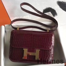 Hermes Constance 24 ručně vyrobená taška z krokodýla Bourgogne Niloticus