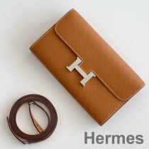 Peněženka Hermes Constance To Go ze zlaté Epsomské telecí kůže