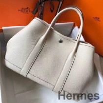 Taška Hermes Garden Party 30 v bílé taurilonské kůži